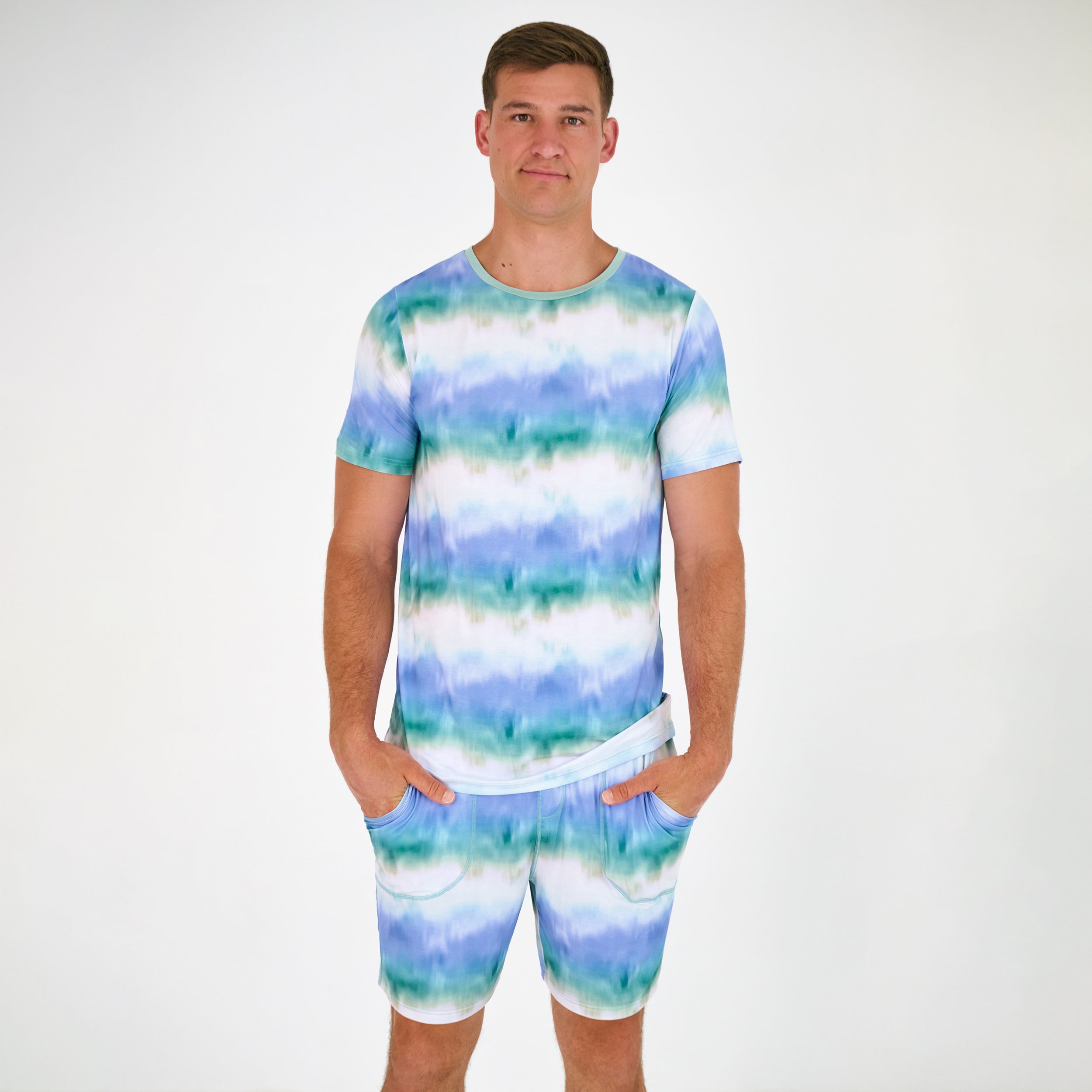 Blue Cosmic Mist Men's Short Sleeve Pajama Top