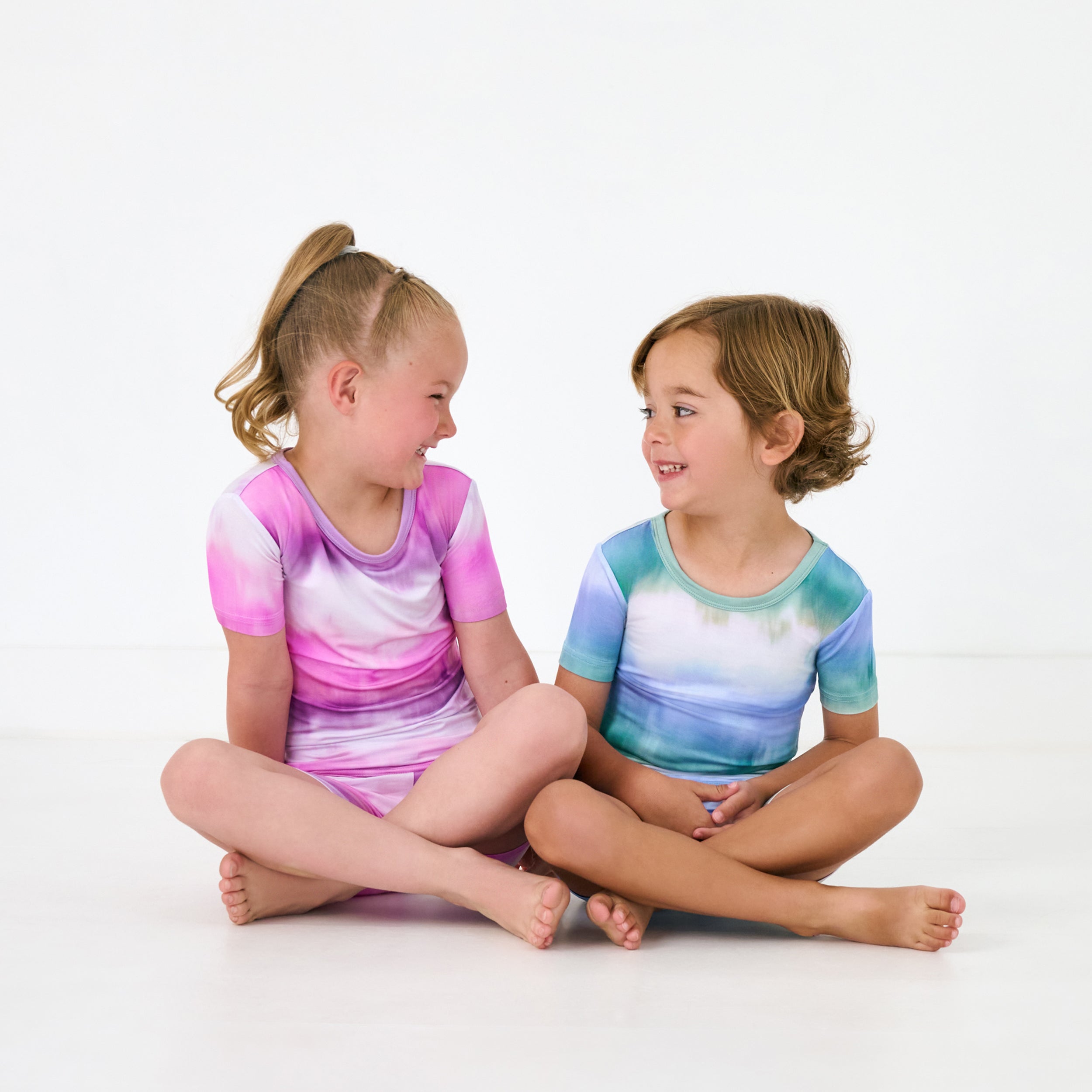 Blue Cosmic Mist Two-Piece Short Sleeve & Shorts Pajama Set - Image 5