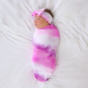 Pink Cosmic Mist Swaddle & Luxe Bow Headband Set