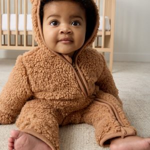 Chestnut Brown Sherpa Baby Romper