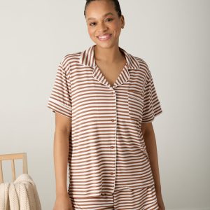 Chestnut Brown Stripe Women's Pajama Set