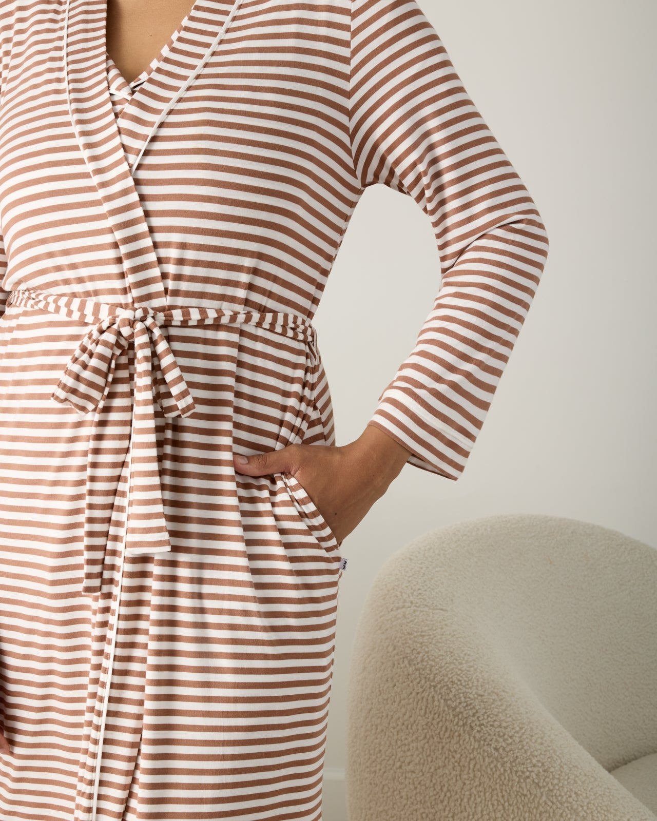 Chestnut Brown Stripe Women's Robe - Image 2