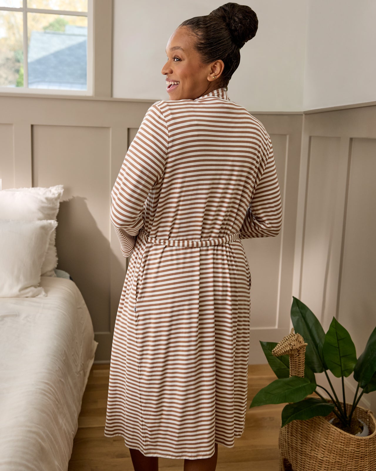 Chestnut Brown Stripe Women's Robe - Image 3