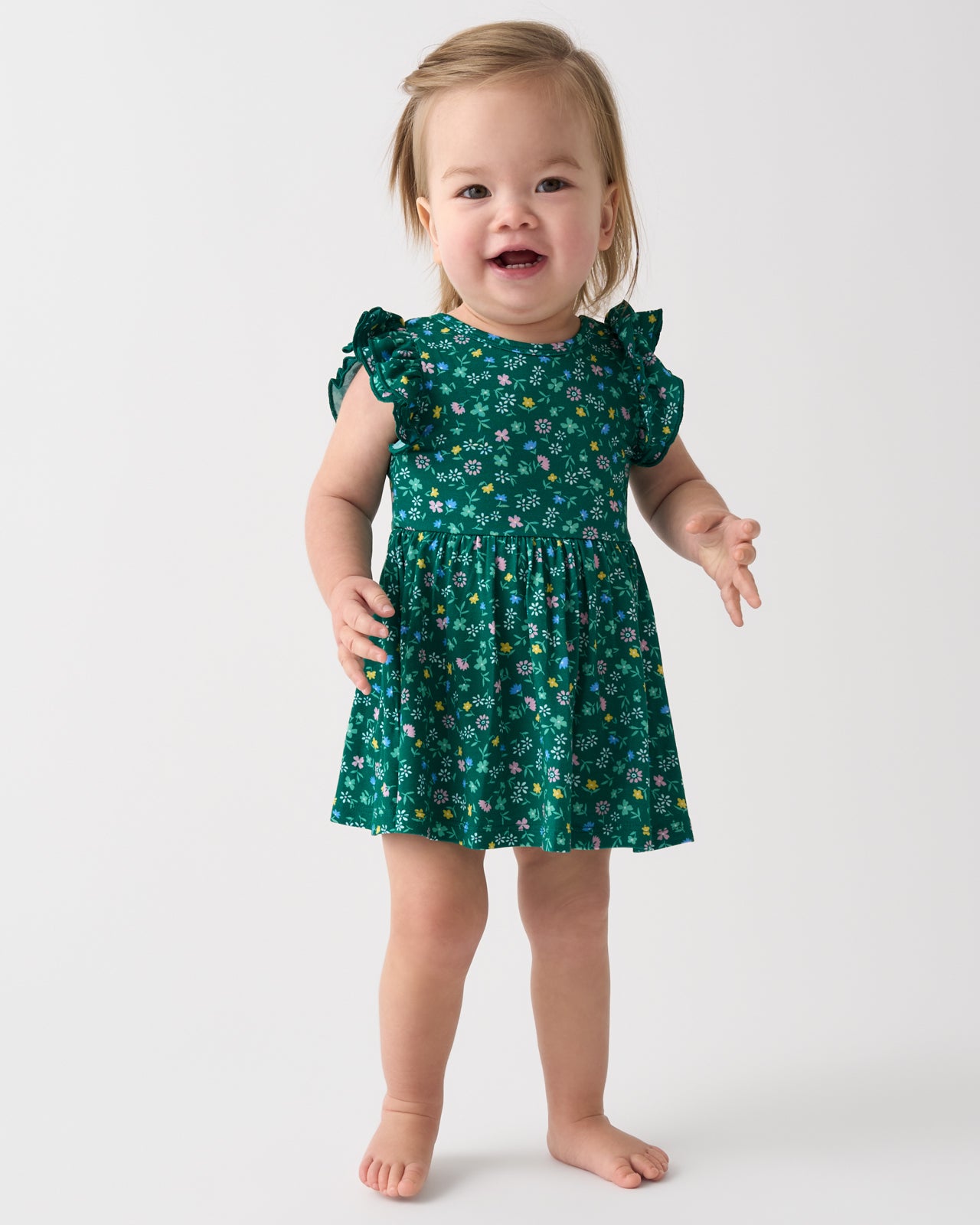 Emerald Meadow Flutter Twirl Dress with Bodysuit - Image 3