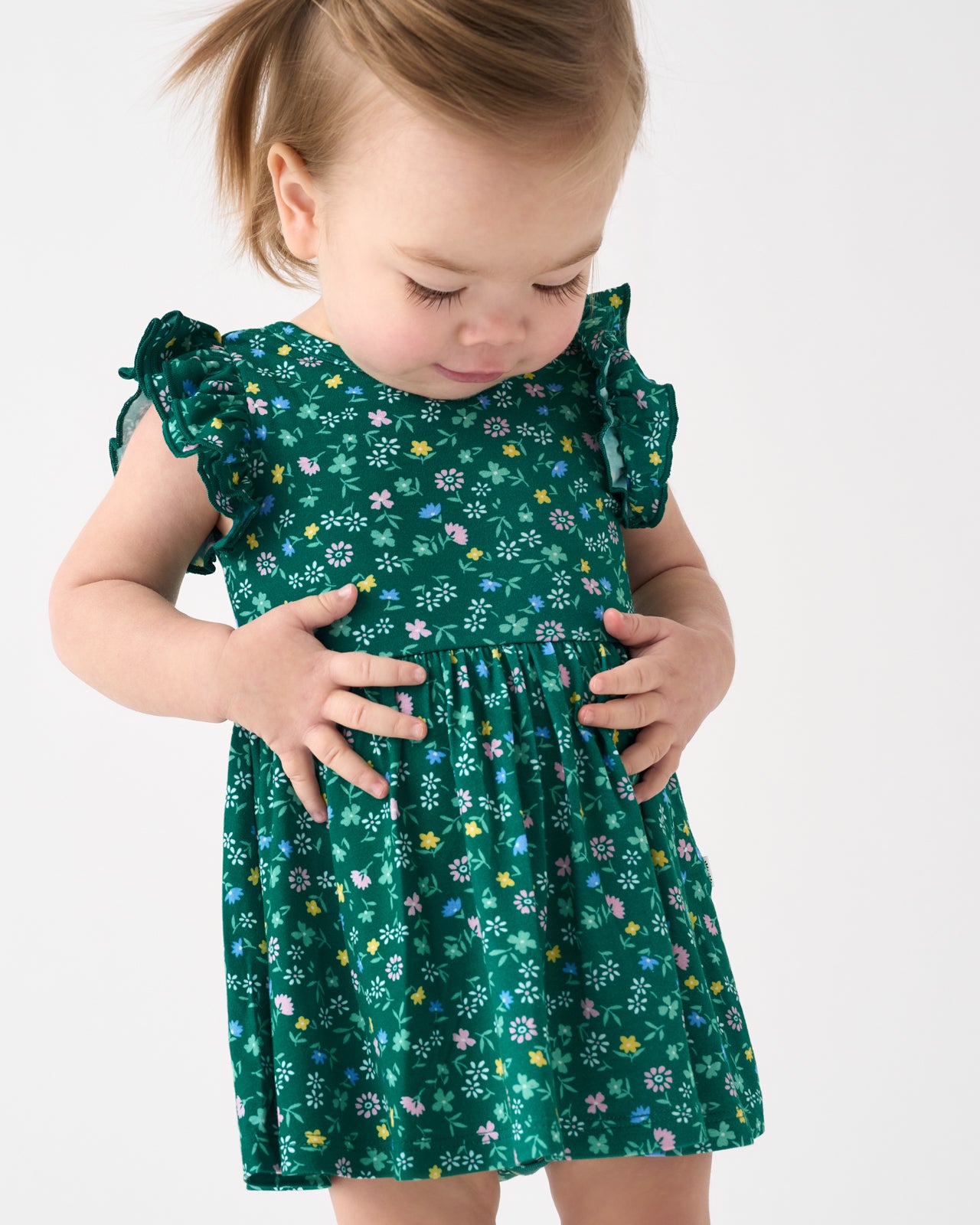 Emerald Meadow Flutter Twirl Dress with Bodysuit - Image 2