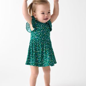 Emerald Meadow Flutter Twirl Dress with Bodysuit