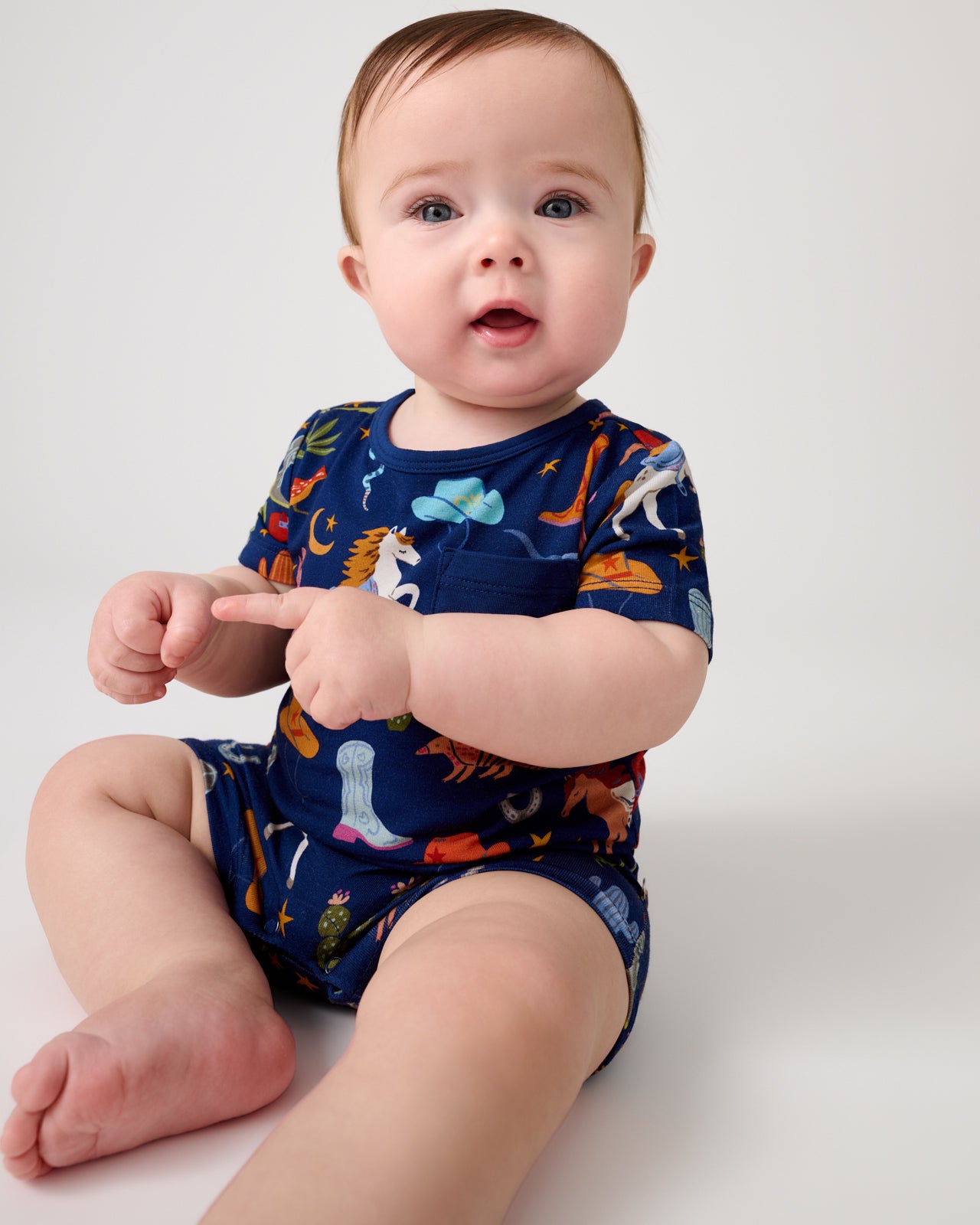 Blue Rancher Roundup Pocket Shorty Romper - Image 2