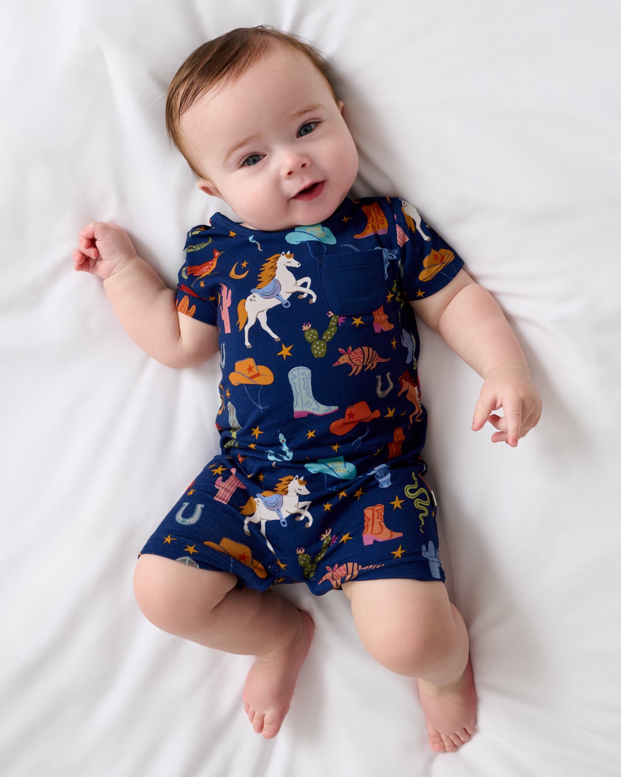 Blue Rancher Roundup Pocket Shorty Romper