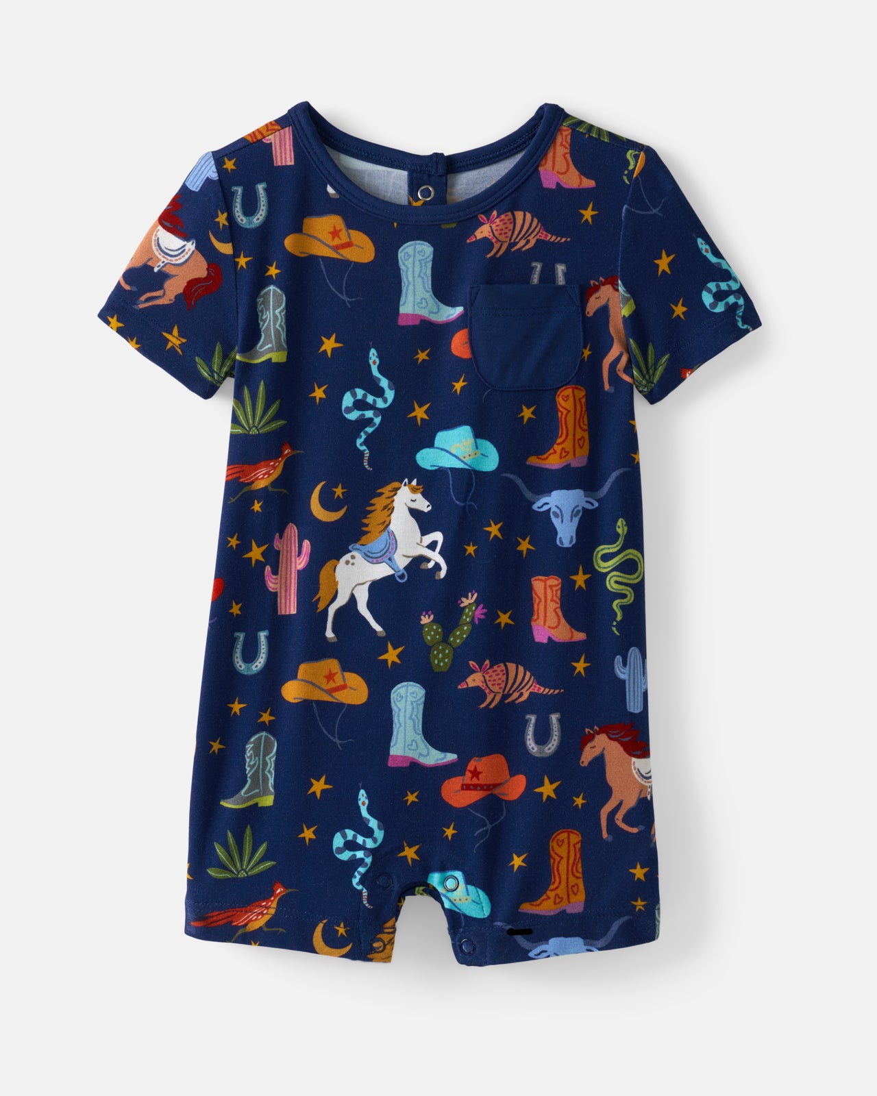 Blue Rancher Roundup Pocket Shorty Romper - Image 4