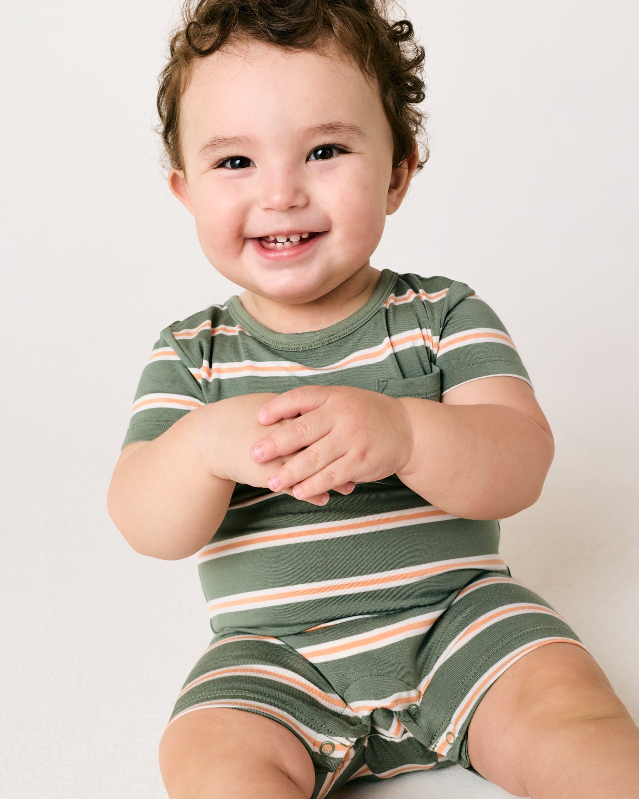 Moss Stripe Pocket Shorty Romper - Image 2