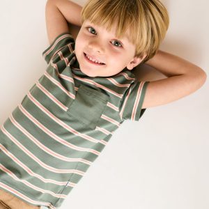 Moss Stripe Relaxed Pocket Tee