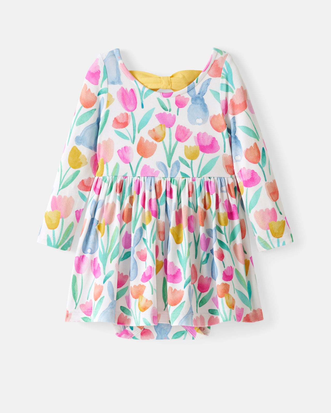 Garden Hop Bow Back Skater Dress with Bodysuit - Image 5