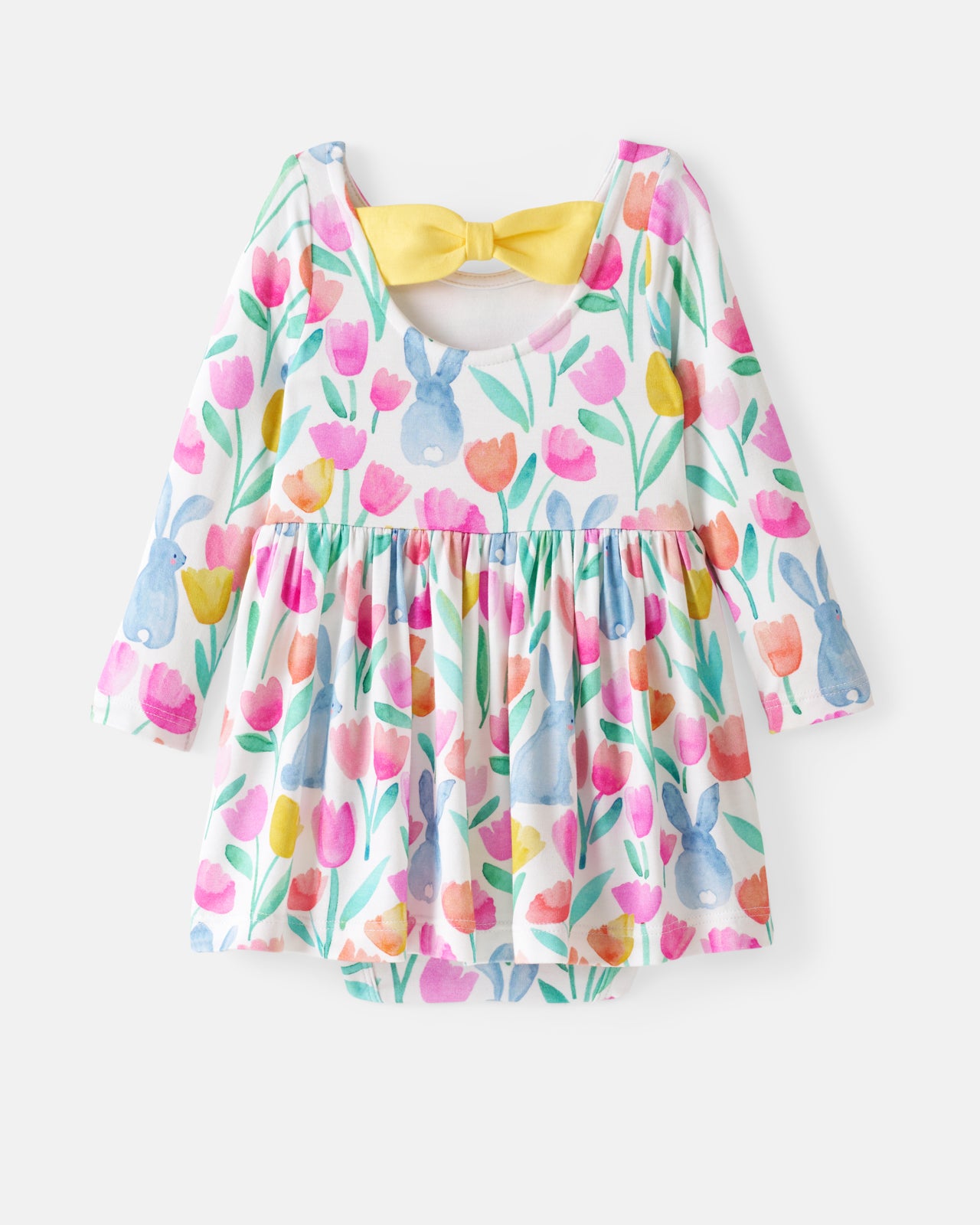 Garden Hop Bow Back Skater Dress with Bodysuit - Image 6