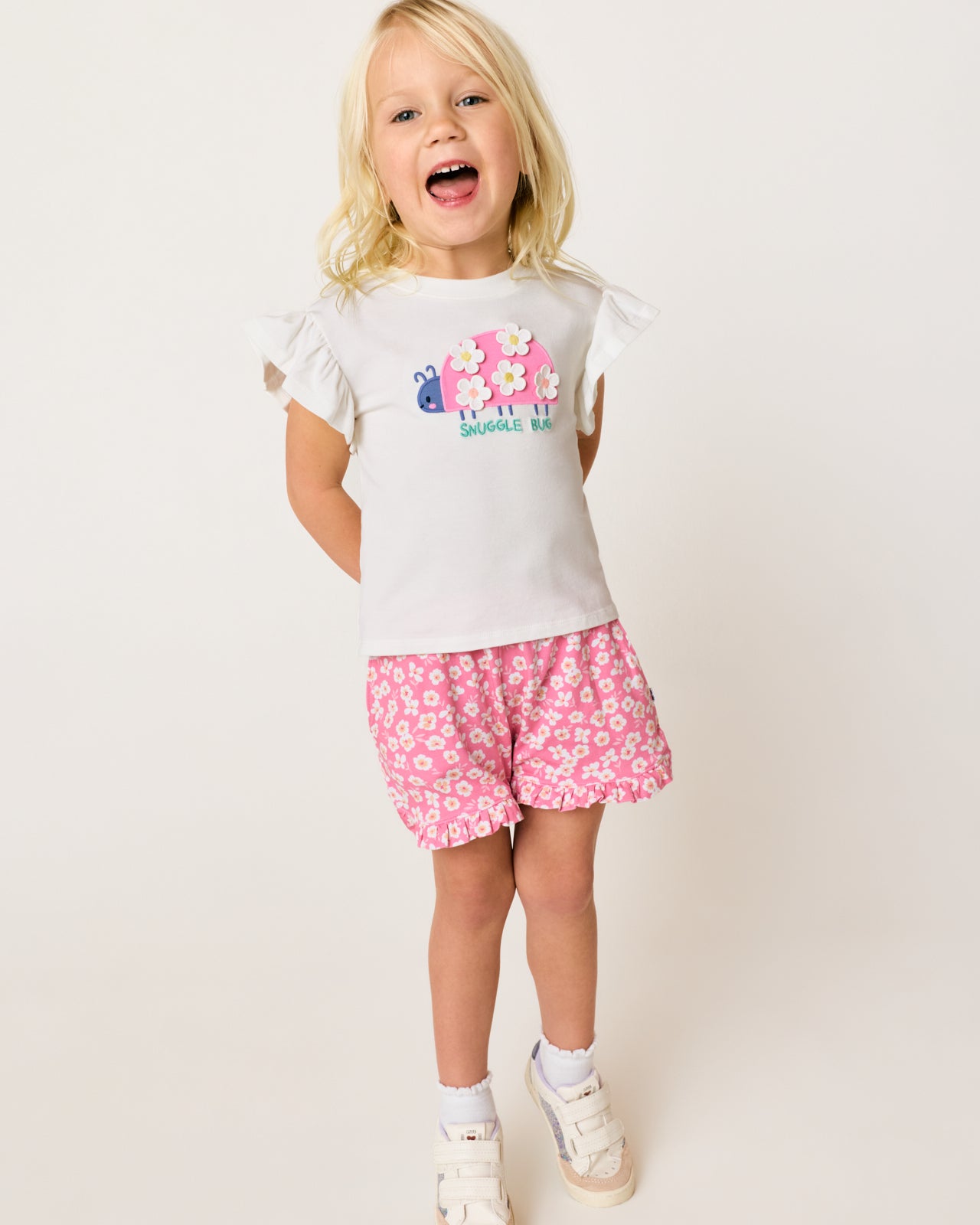 Sweet Pink Petals Ruffle Shorts - Image 2