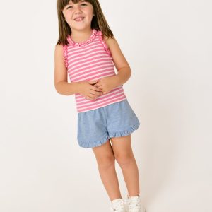 Heather Blue Ruffle Shorts