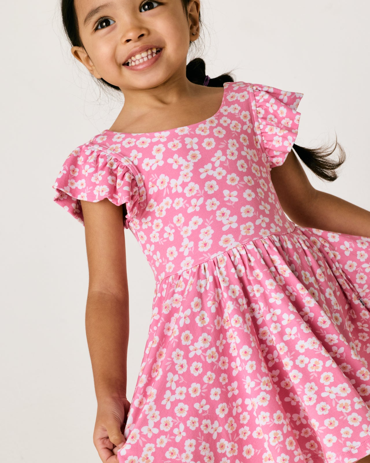 Sweet Pink Petals Flutter Twirl Dress - Image 4