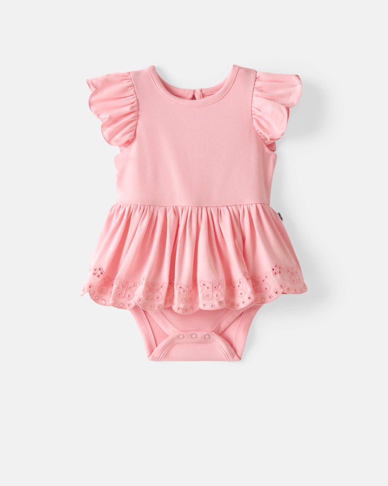 Soft Coral Puff Sleeve Eyelet Bodysuit - Image 4