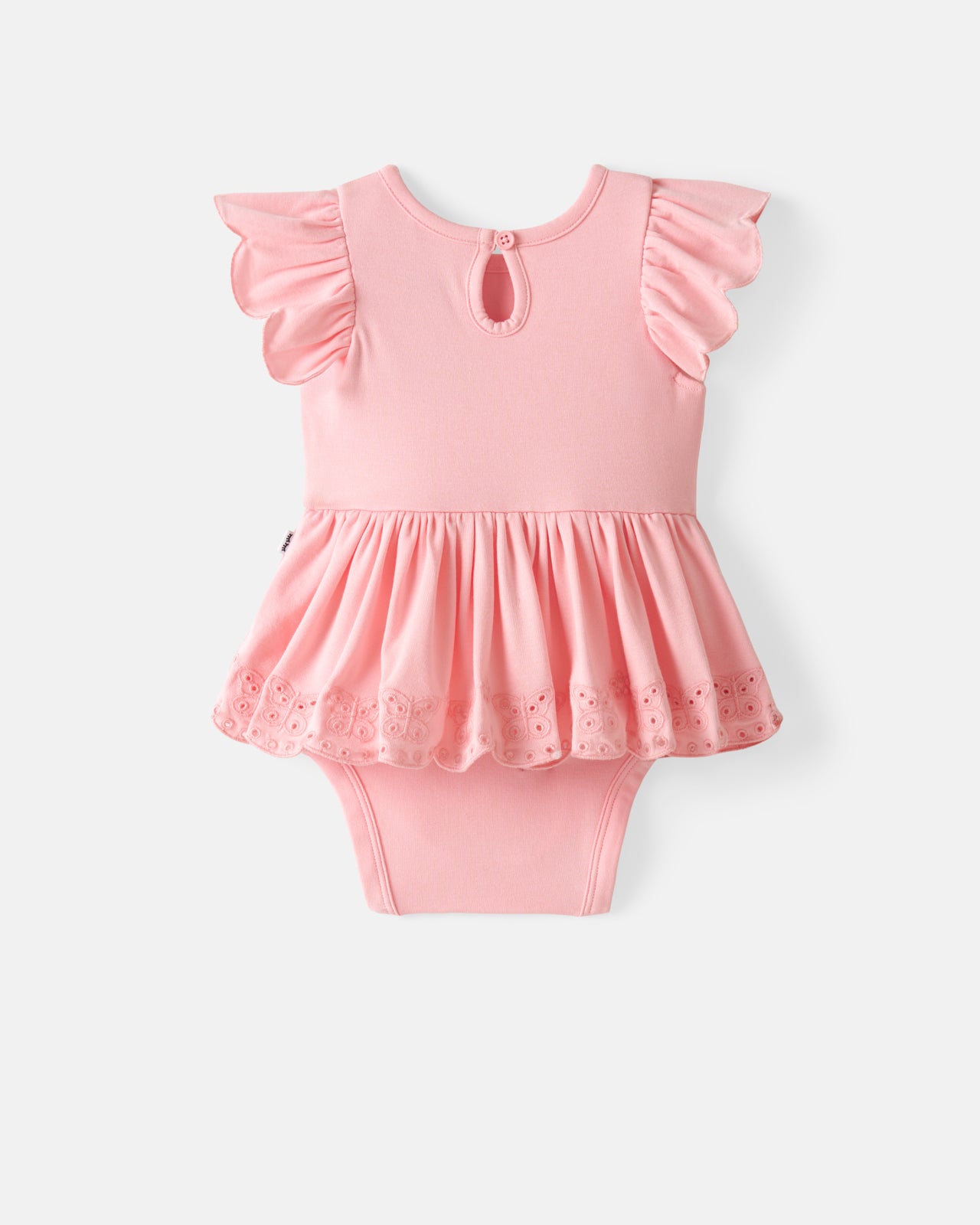 Soft Coral Puff Sleeve Eyelet Bodysuit - Image 5