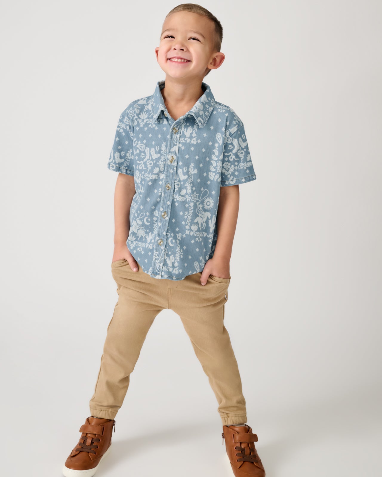 Bandana Blues Denim Button Down Polo - Image 5