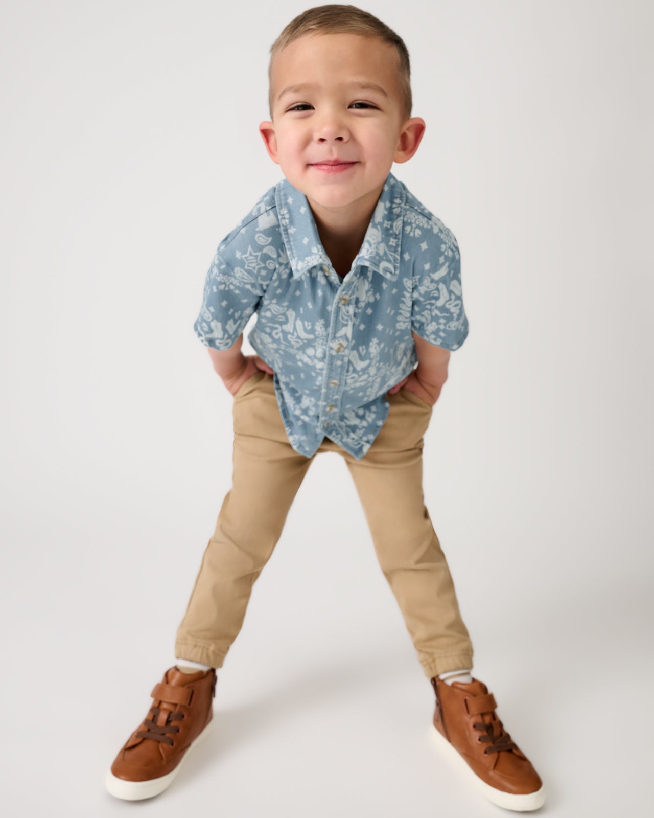 Bandana Blues Denim Button Down Polo - Image 4