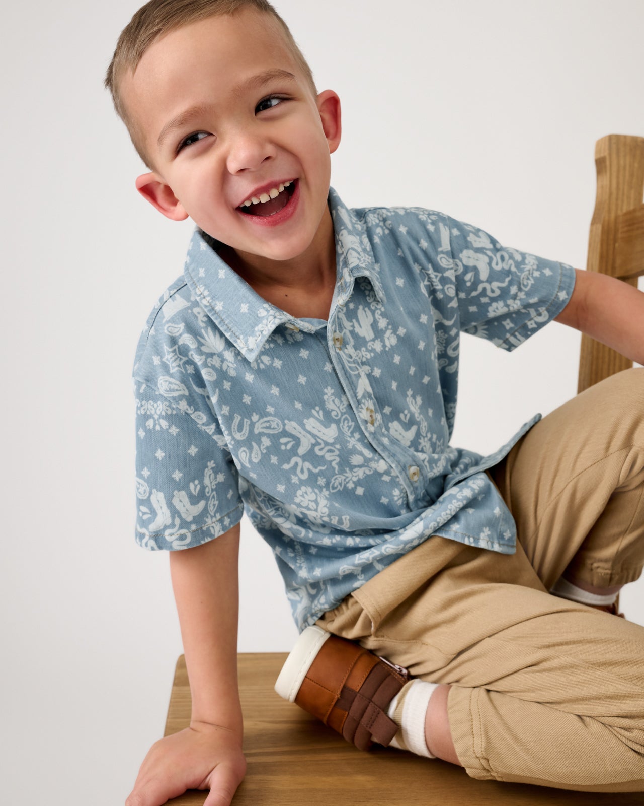 Bandana Blues Denim Button Down Polo - Image 2