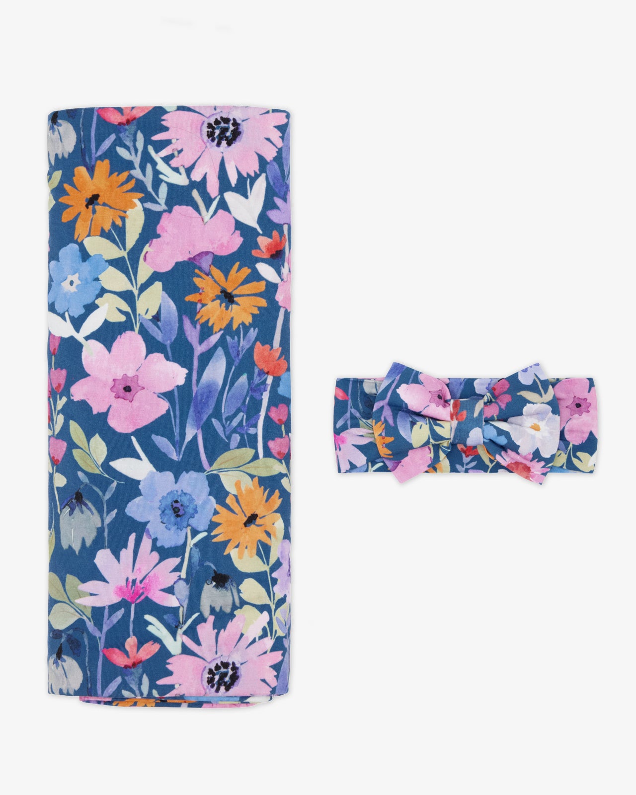 Dusk Blooms Swaddle & Luxe Bow Headband Set - Image 3