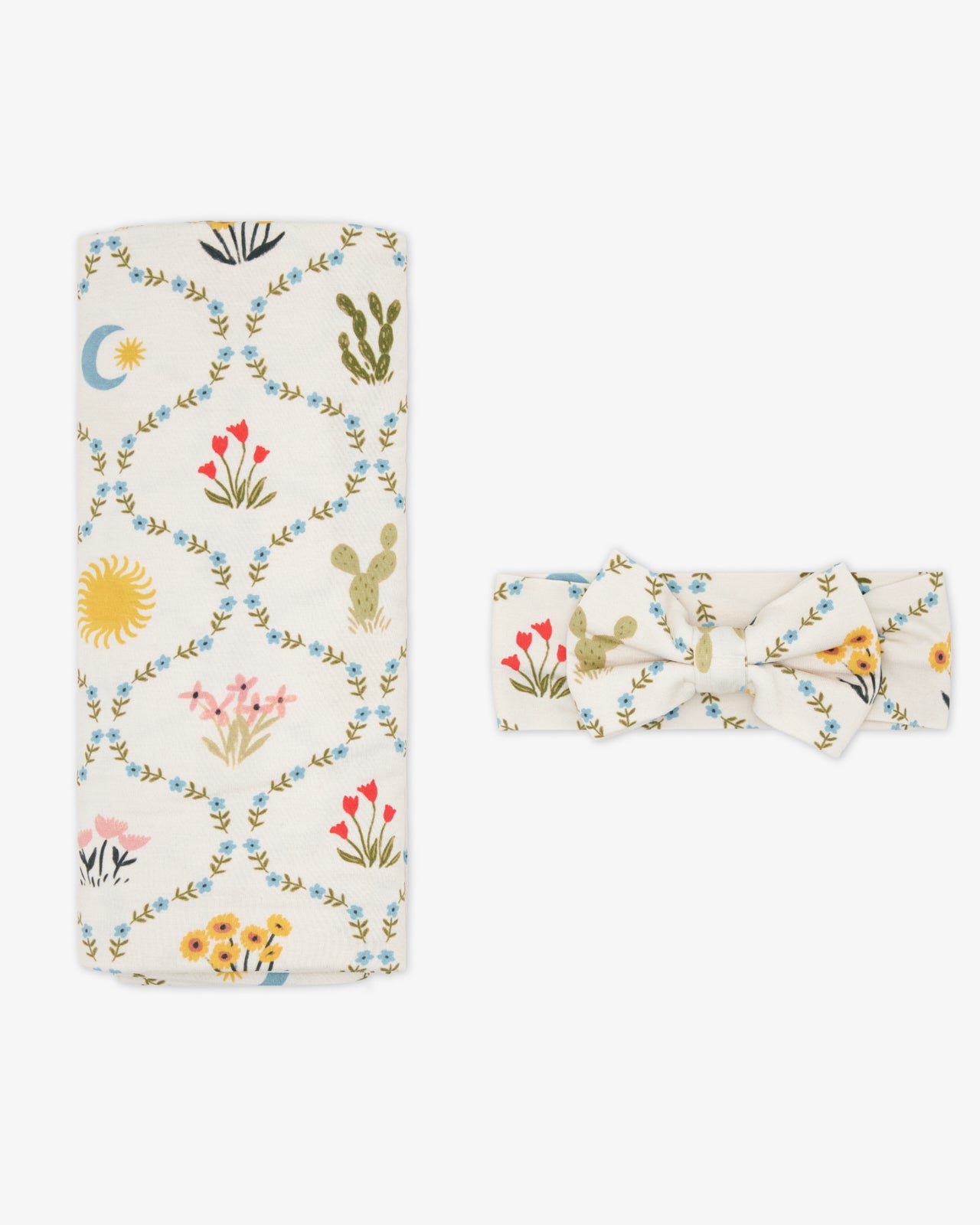 Desert Meadow Swaddle & Luxe Bow Headband Set - Image 3