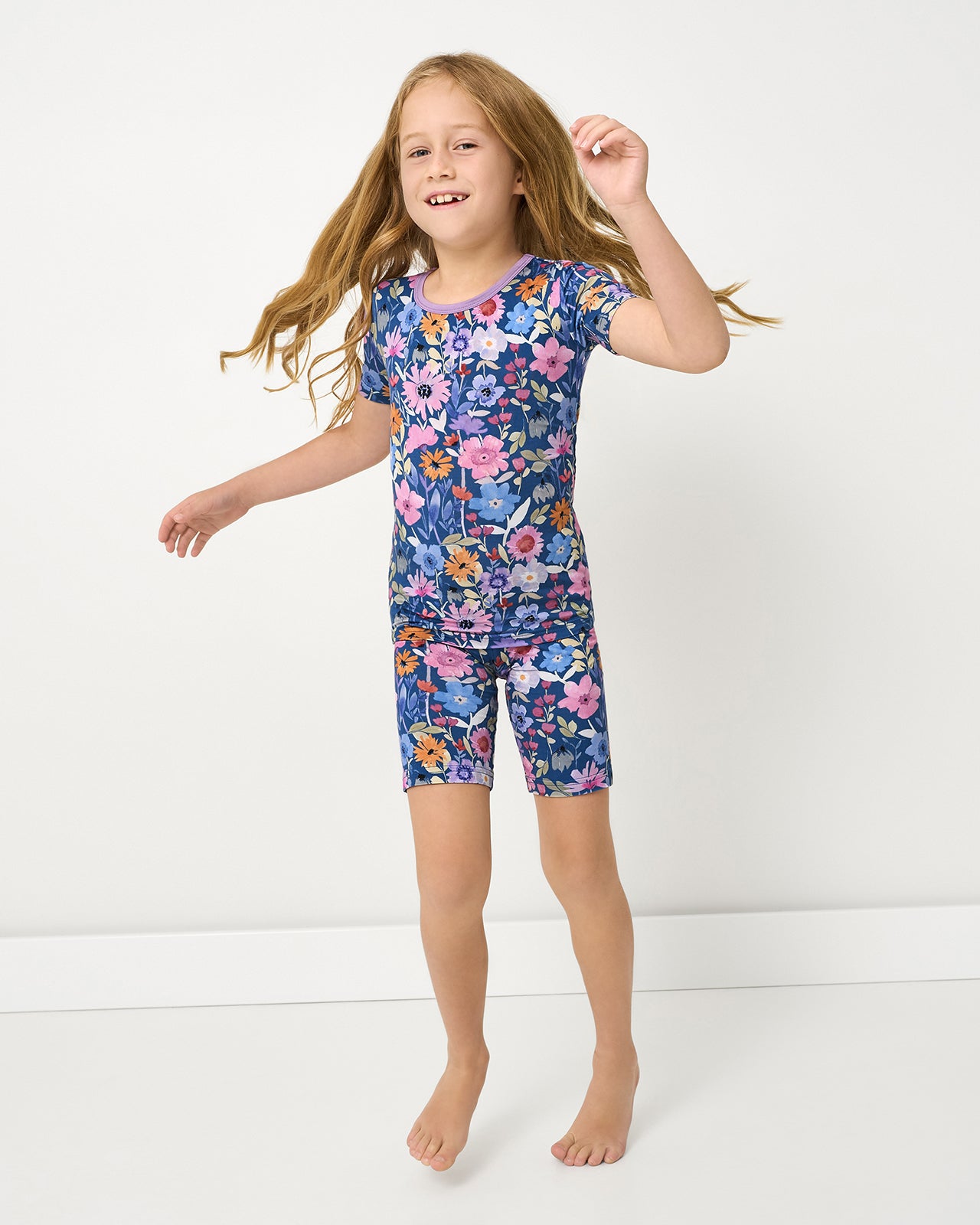 Dusk Blooms Two-Piece Short Sleeve & Shorts Pajama Set - Image 3