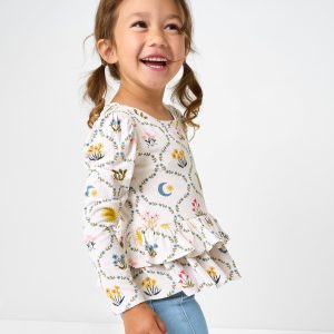 Desert Meadow Ribbed Tiered Peplum Top