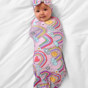 Disco Rainbows Swaddle & Luxe Bow Headband Set