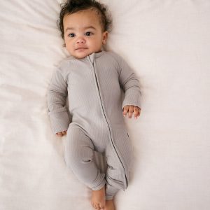 Dove Gray Ribbed Zippy