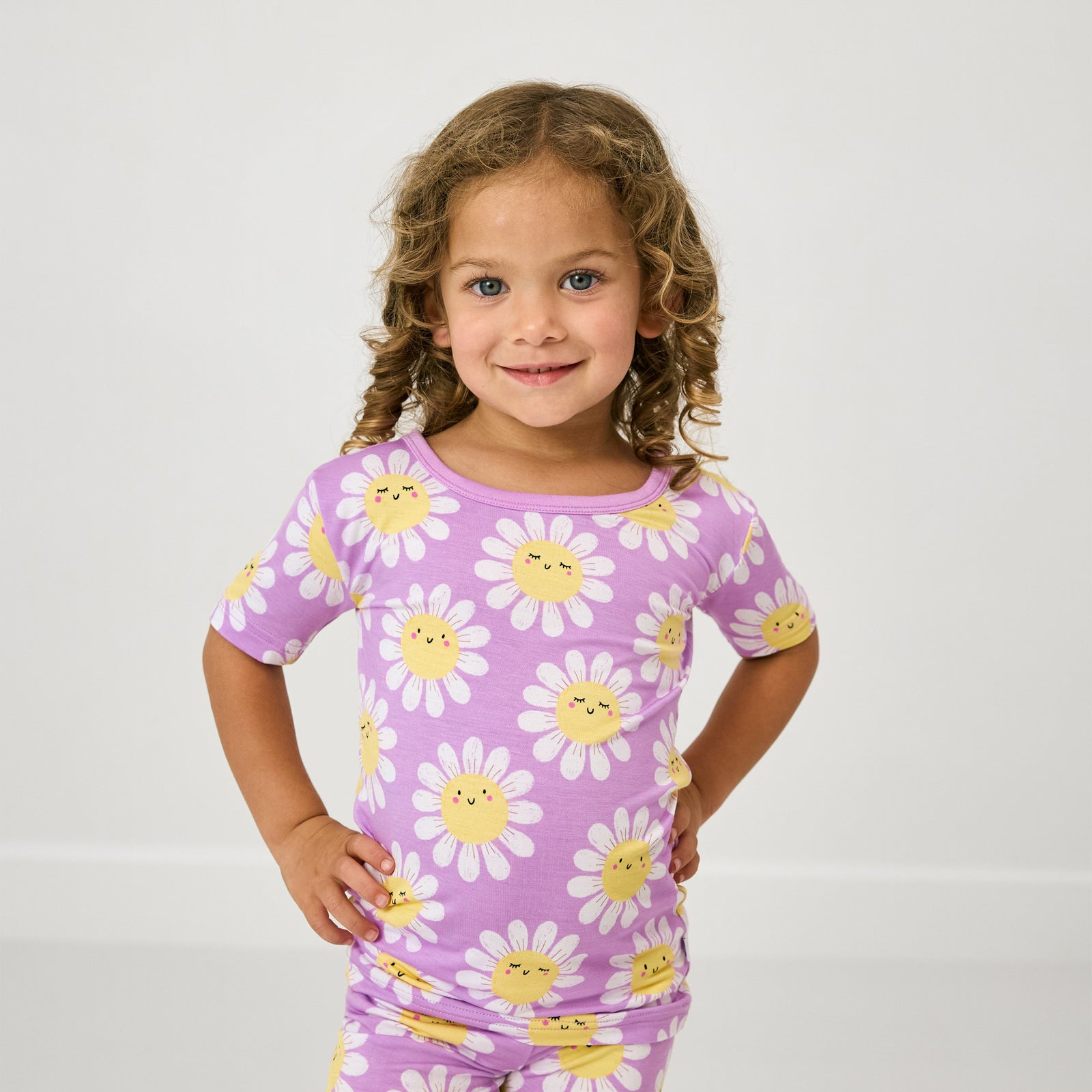 Flower Power Two-Piece Short Sleeve & Shorts Pajama Set - Image 2