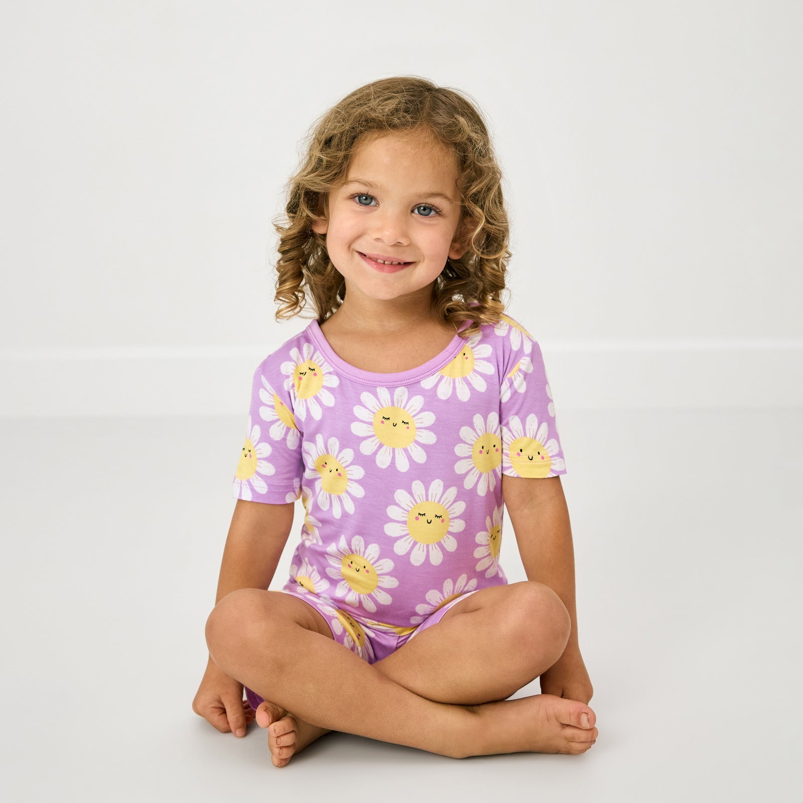 Flower Power Two-Piece Short Sleeve & Shorts Pajama Set - Image 3