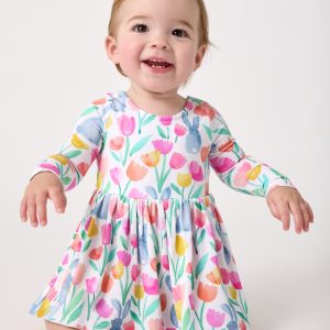 Garden Hop Bow Back Skater Dress with Bodysuit