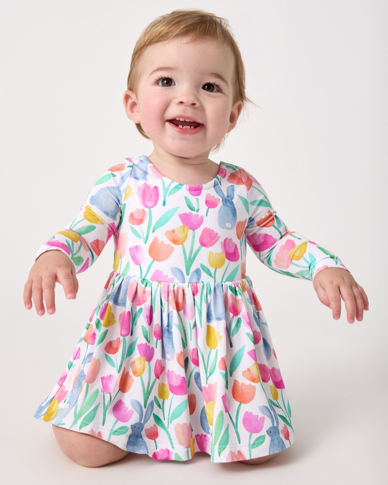 Garden Hop Bow Back Skater Dress with Bodysuit