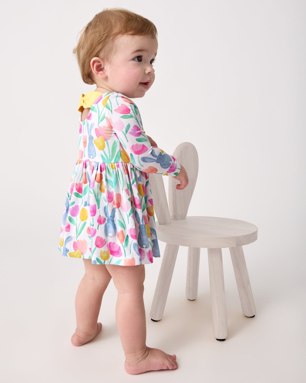 Garden Hop Bow Back Skater Dress with Bodysuit - Image 3