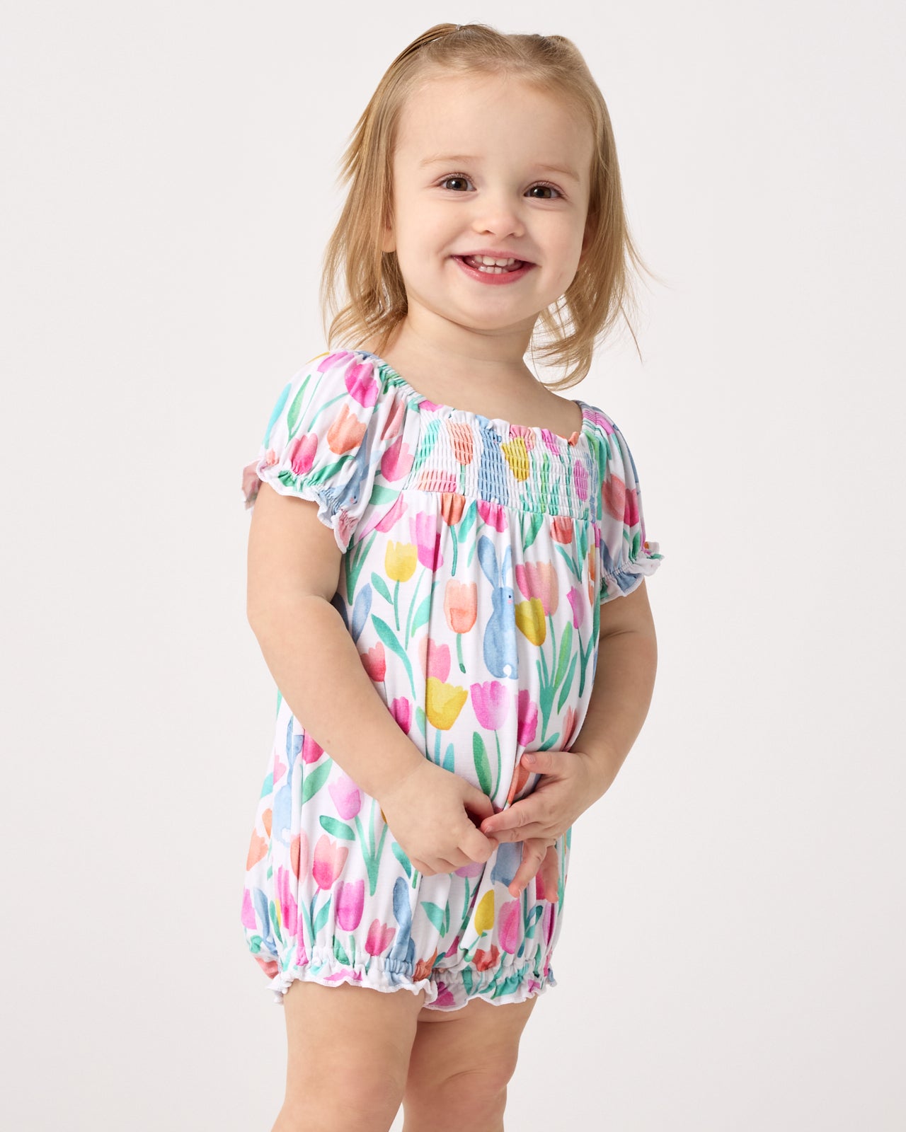 Garden Hop Smocked Bubble Romper - Image 5
