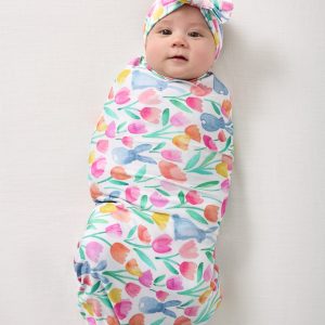 Garden Hop Swaddle & Luxe Bow Headband Set