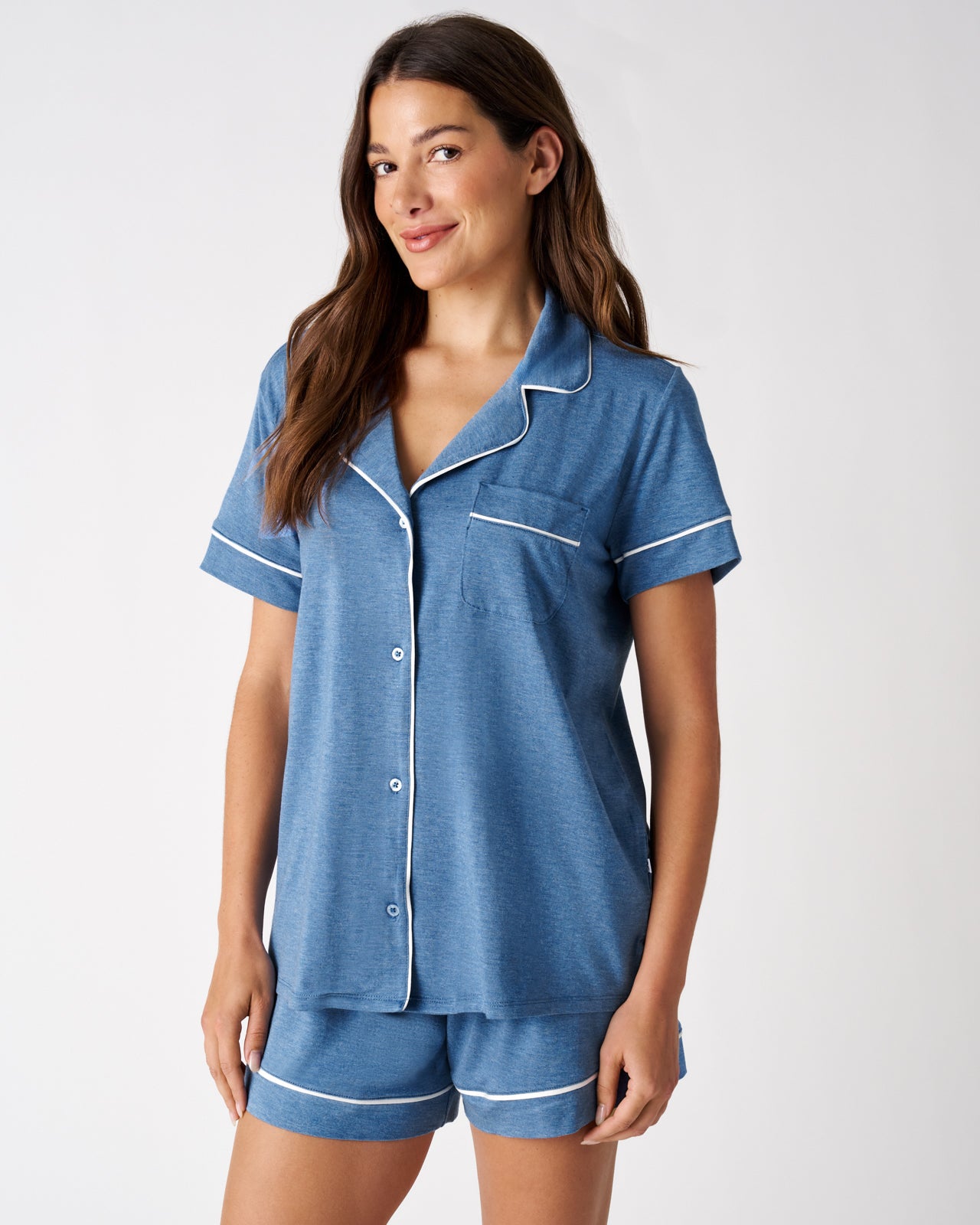 Heather Blue Women's Short Sleeve & Shorts Pajama Set - Image 3