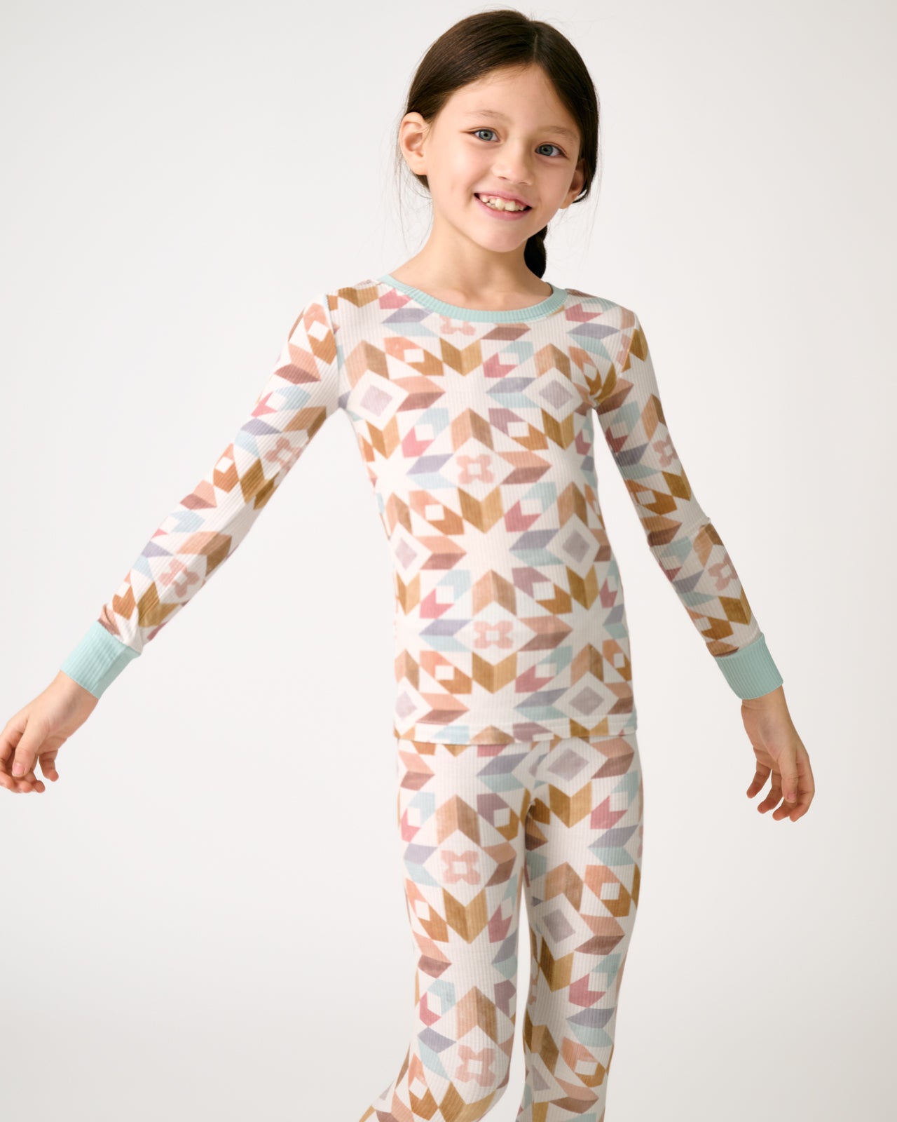 Kaleidoscope Dreams Ribbed Two-Piece Pajama Set - Image 2