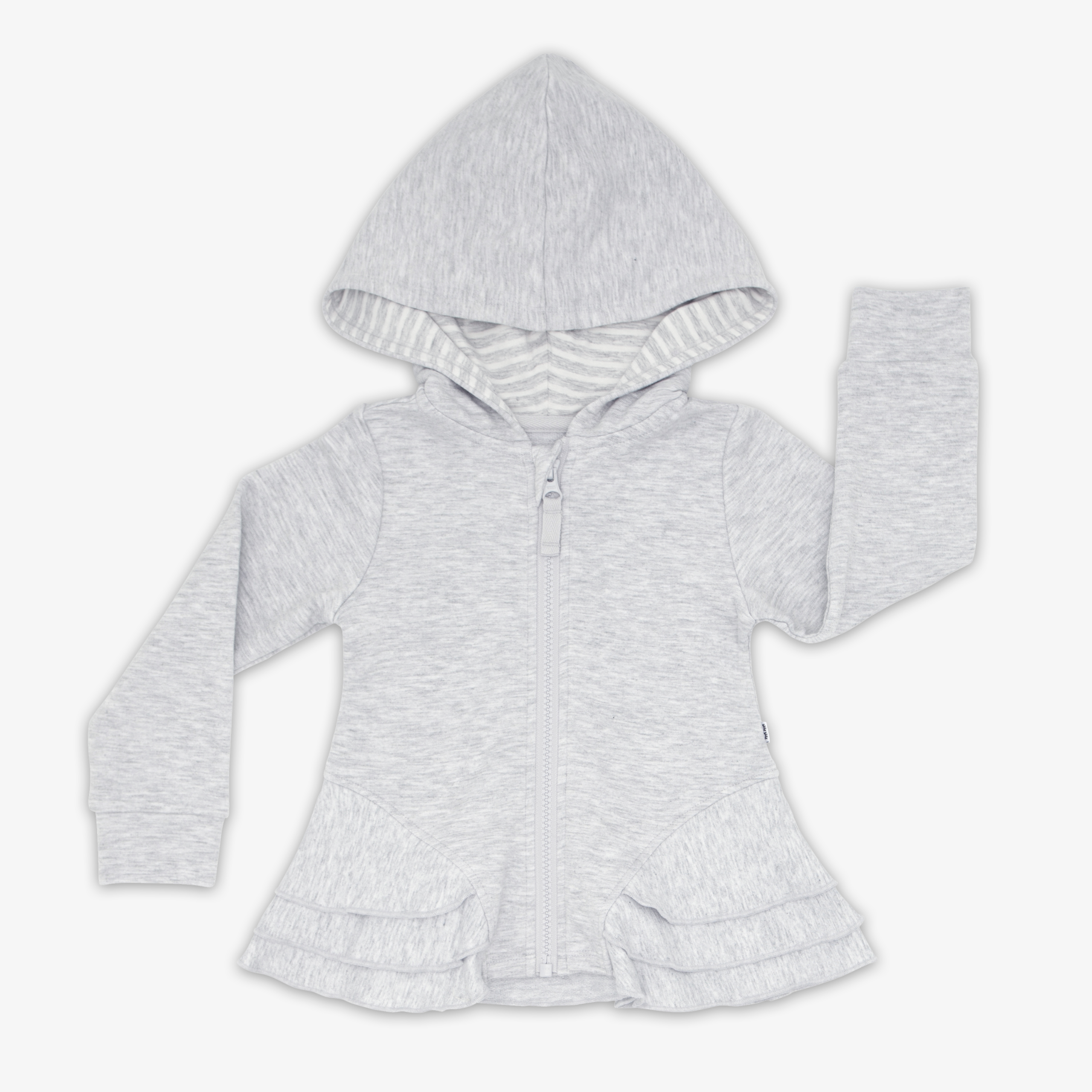 Light Heather Gray Peplum Hoodie - Image 3