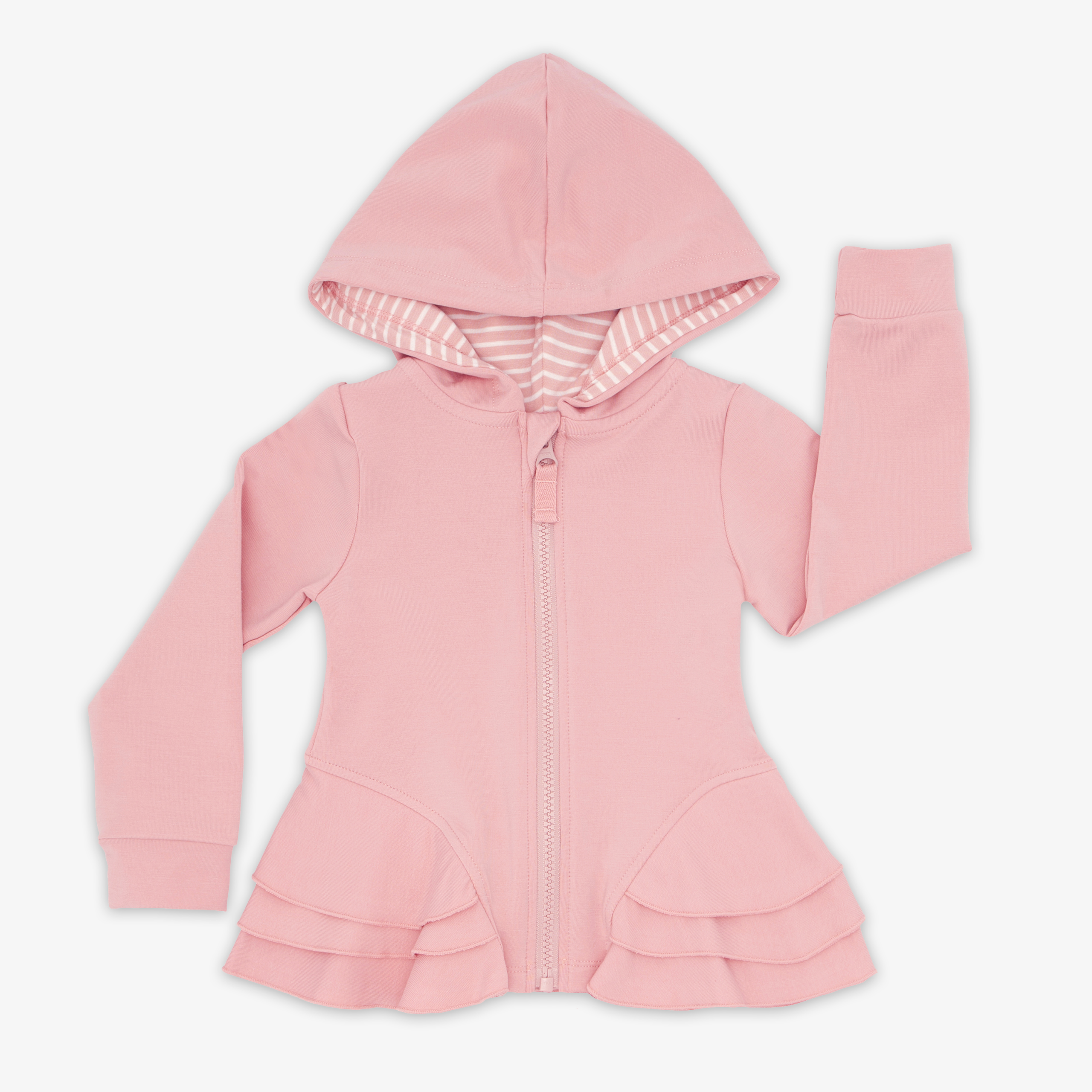 Mauve Blush Peplum Hoodie - Image 3