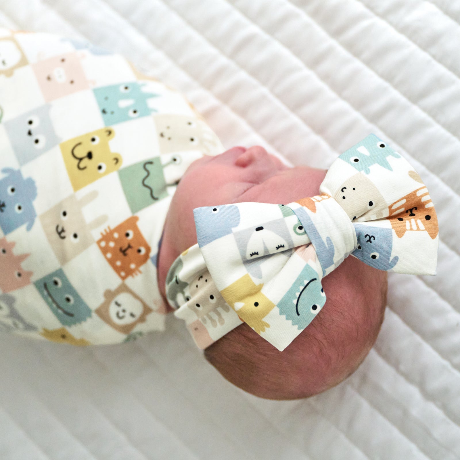 Check Mates Swaddle & Luxe Bow Headband Set - Image 3