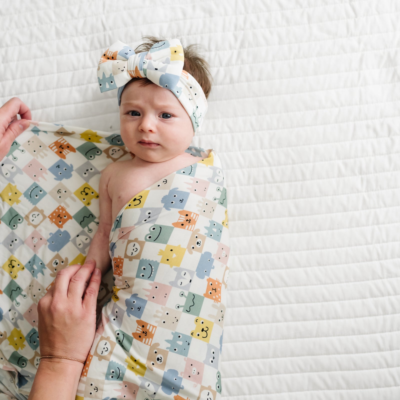 Check Mates Swaddle & Luxe Bow Headband Set - Image 2