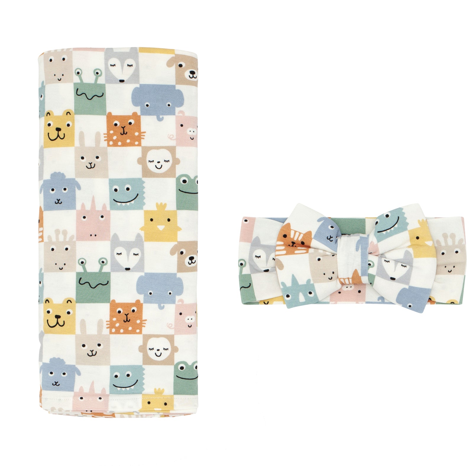 Check Mates Swaddle & Luxe Bow Headband Set - Image 4