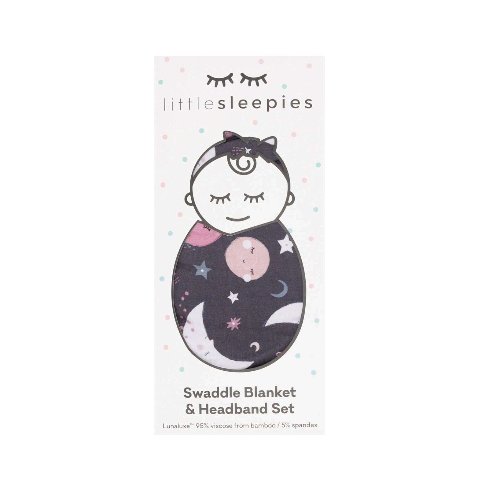 Pink To the Moon & Back Swaddle & Luxe Bow Headband Set - Image 4