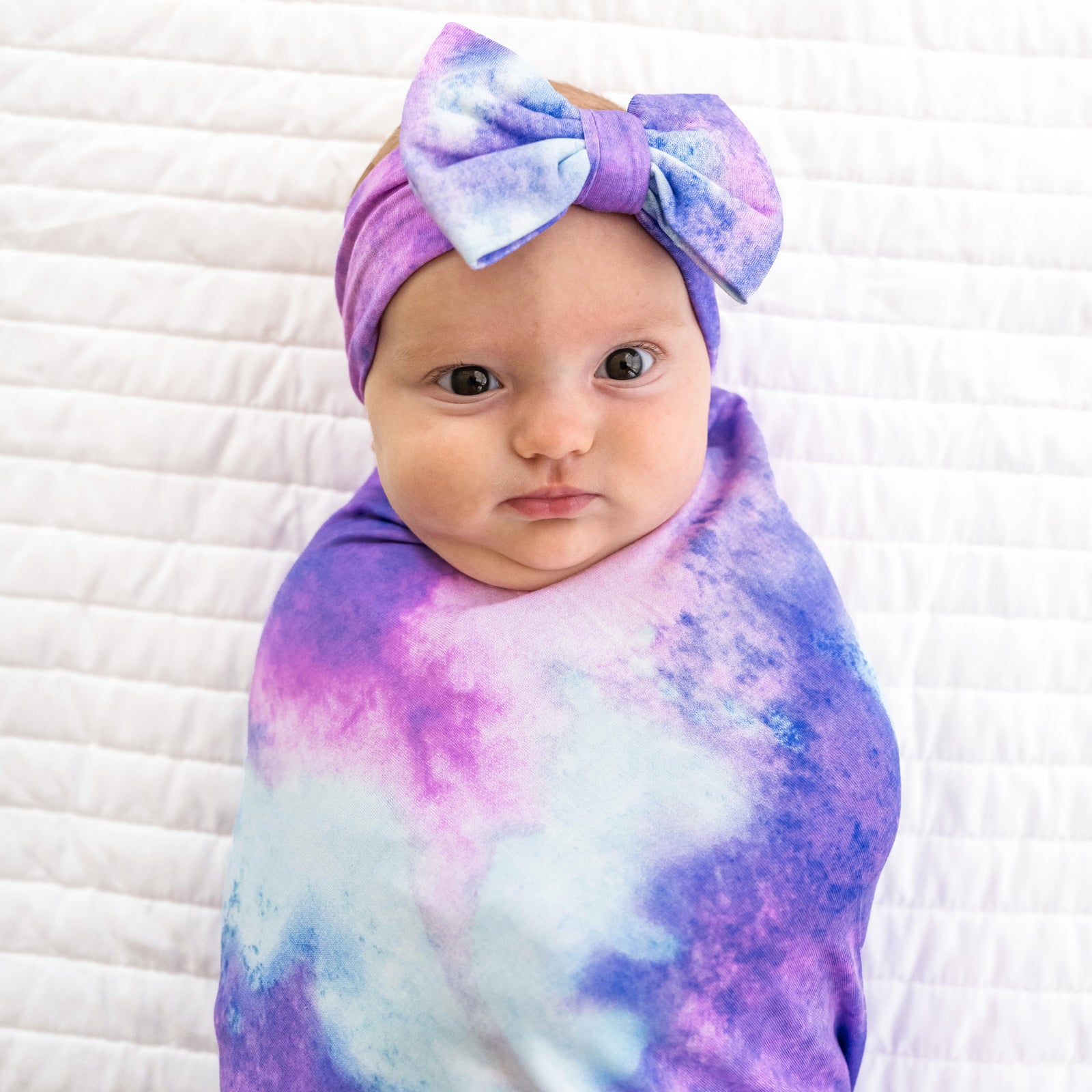 Purple Watercolor Swaddle & Luxe Bow Headband Set - Image 2