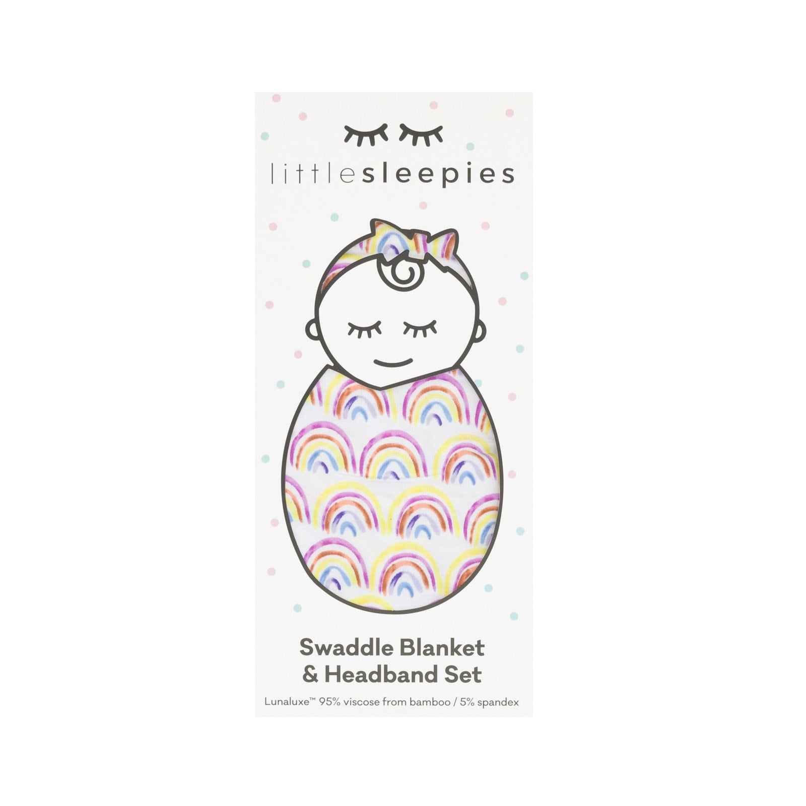 Pastel Rainbows Swaddle & Luxe Bow Headband Set - Image 4
