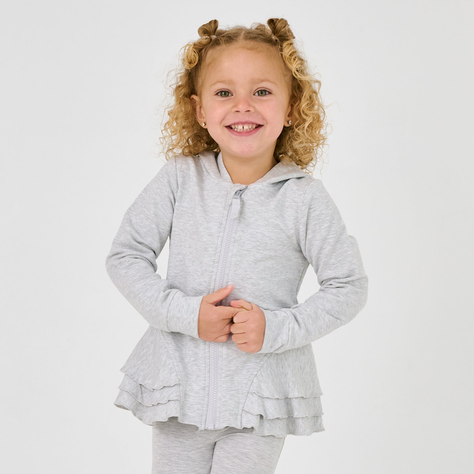 Light Heather Gray Peplum Hoodie