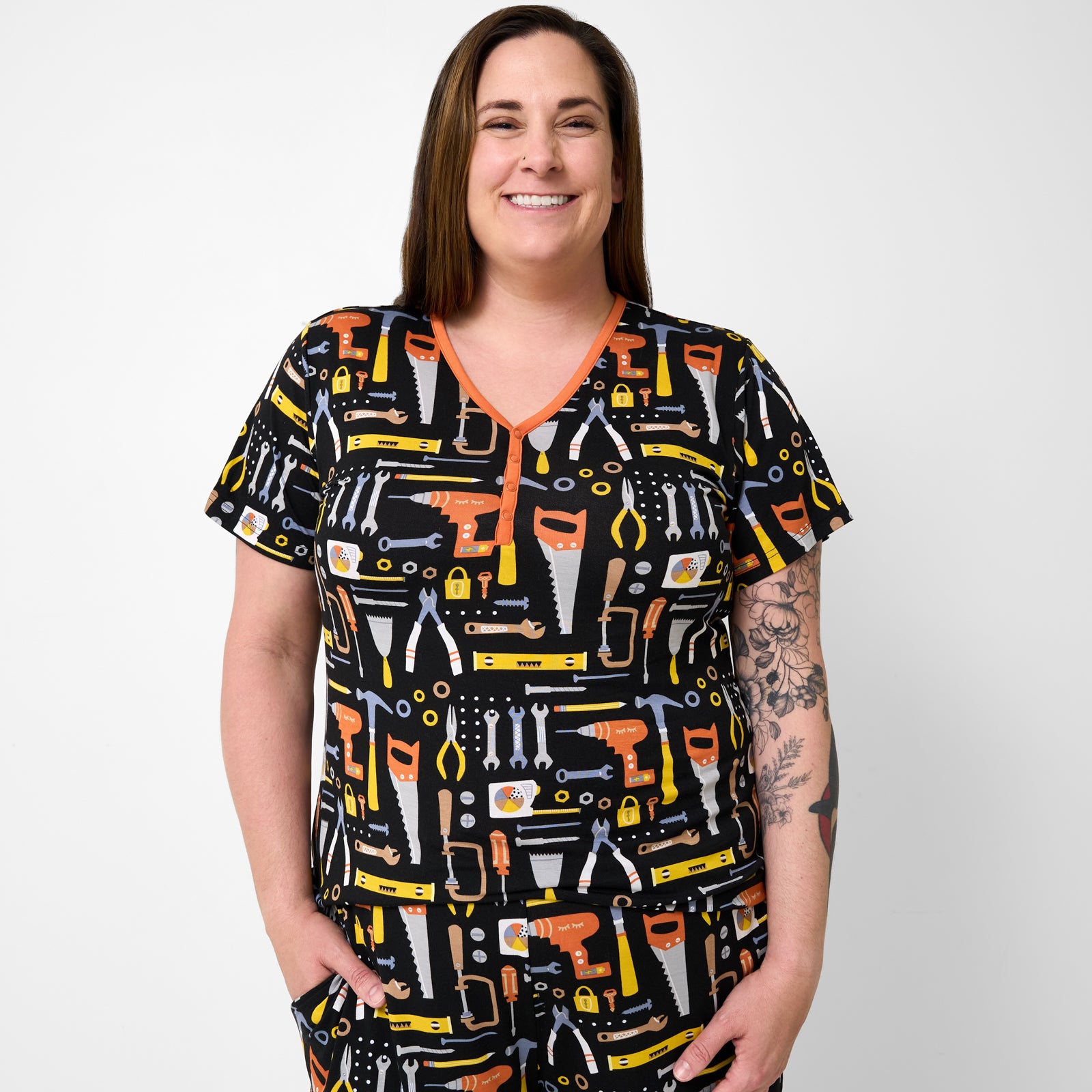 Little Builders Women's Short Sleeve Pajama Top